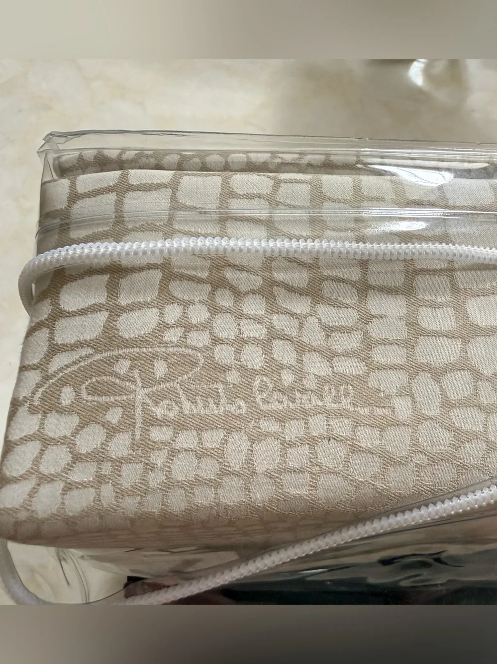 Roberto Cavalli Home Croc-Embossed Queen Duvet Sham Set — Champagne Beige/Taupe